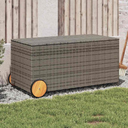 Caixa de arrumação para jardim com rodas 190l vime PE cinzento