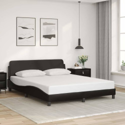 Estrutura de cama dover 152x203 cm couro artificial preto