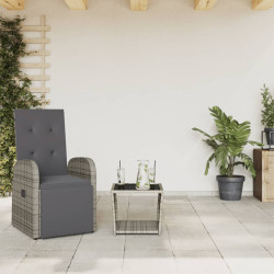 2 Pcs conjunto de jantar p/ jardim c/ almofadões vime PE cinza