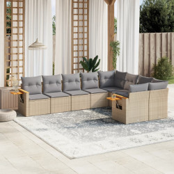 9 Pcs conjunto de sofás p/ jardim com almofadões vime PE bege