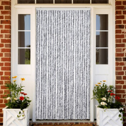 Cortina anti-insetos 100x200 cm chenille branco e cinzento