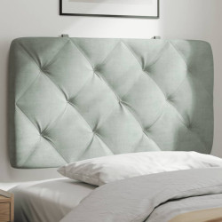 Almofadão de cabeceira 90 cm veludo cinzento-claro