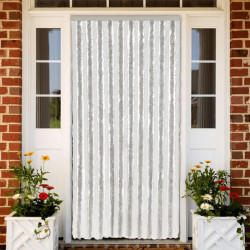Cortina anti-insetos 90x220 cm chenille cinzento-claro e branco