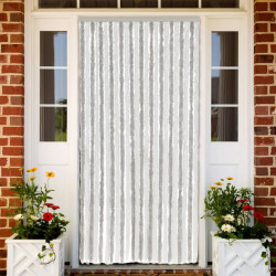 Cortina anti-insetos 100x220cm chenille cinzento-claro e branco