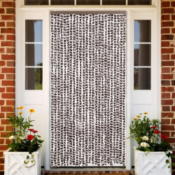 Cortina anti-insetos 100x230 cm chenille castanho e branco