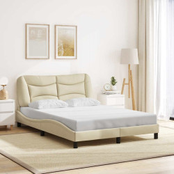 Estrutura de cama sem colchão hvar 140x190 cm tecido cor creme