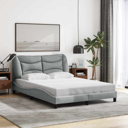 Estrutura de cama sem colchão hvar 140x200 cm tecido cinzento-claro