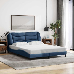 Estrutura de cama sem colchão hvar 160x200 cm tecido azul