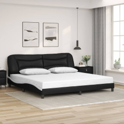 Estrutura de cama sem colchão hvar couro artificial preto e branco