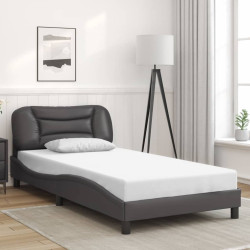 Estrutura de cama sem colchão hvar 100x200cm couro artificial cinzento