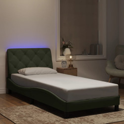 Estrutura de cama com LED sem colchão 90x200 cm veludo cinzento-claro