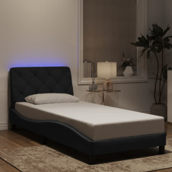 Estrutura de cama com LED sem colchão 90x200 cm veludo preto