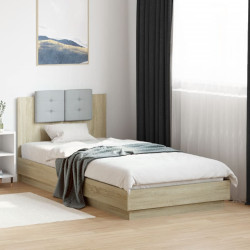 Estrutura cama c/ cabeceira/luzes LED 100x200cm carvalho sonoma