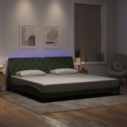 Estrutura de cama com LED sem colchão 200x200 cm veludo cinzento-claro