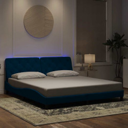 Estrutura de cama com LED sem colchão 180x200 cm veludo azul