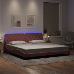 Estrutura de cama com LED sem colchão 200x200 cm veludo rosa