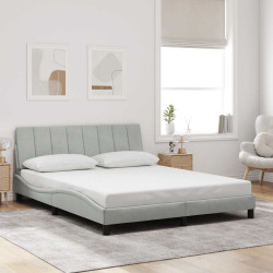 Estrutura de cama sem colchão hanko 160x200 cm veludo cinzento-claro