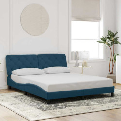 Estrutura de cama sem colchão 160x200 cm veludo azul