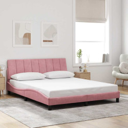 Estrutura de cama sem colchão hanko 160x200 cm veludo rosa