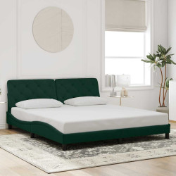 Estrutura de cama sem colchão 180x200 cm veludo verde-escuro