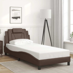 Estrutura de cama viana sem colchão couro artificial 80x200 cm castanho