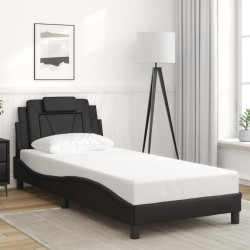 Estrutura de cama viana sem colchão 90x190 cm couro artificial preto