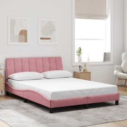 Estrutura de cama sem colchão hanko 140x190 cm veludo rosa