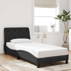 Estrutura de cama sem colchão 90x190 cm veludo preto