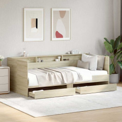 Sofá-cama com gavetas sem colchão 75x190 cm carvalho sonoma