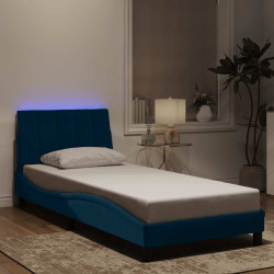 Estrutura de cama com LED sem colchão hanko 80x200 cm veludo azul