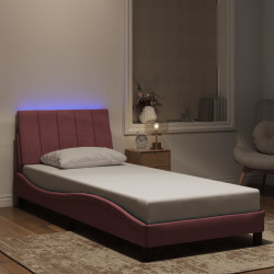 Estrutura de cama com LED sem colchão hanko 90x190 cm veludo rosa
