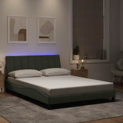 Estrutura de cama com LED sem colchão hanko 140x190 cm veludo cinzento-claro