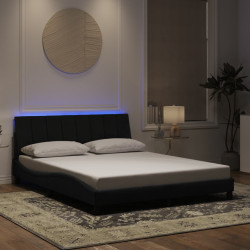 Estrutura de cama com LED sem colchão hanko 160x200 cm veludo preto