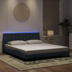 Estrutura de cama com LED sem colchão hanko 180x200cm veludo cinzento-escuro