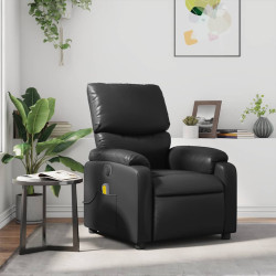 Poltrona de massagens reclinável couro artificial preto