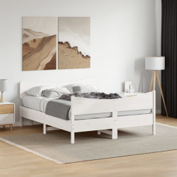 Cama sem colchão 160x200 cm madeira de pinho maciça branco