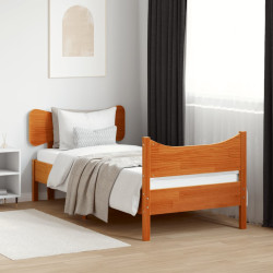 Cama sem colchão 75x190 cm madeira de pinho maciça castanho-mel