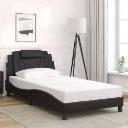 Estrutura de cama viana sem colchão 100x200 cm couro artificial preto