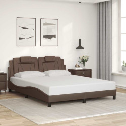 Estrutura de cama viana sem colchão 160x200cm couro artificial castanho