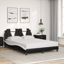 Estrutura de cama viana sem colchão couro artif. 140x190cm preto/branco