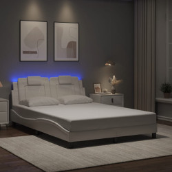 Estrutura de cama viana com LED sem colchão 140x200 cm branco
