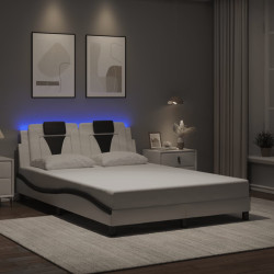 Estrutura de cama viana com LED sem colchão 140x200cm branco/preto