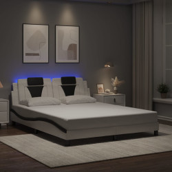 Estrutura de cama viana com LED sem colchão 160x200cm branco/preto