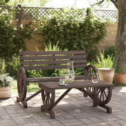 2 Pcs conjunto lounge de jardim madeira de abeto maciça