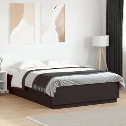 Estrutura de cama com LED sem colchão 150x200 cm preto