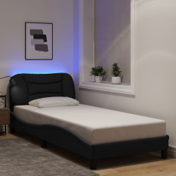 Estrutura de cama com LED sem colchão hvar 80x200 cm tecido preto
