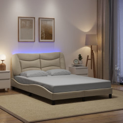 Estrutura de cama com LED sem colchão hvar 140x190 cm tecido creme