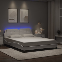 Estrutura de cama com LED sem colchão zadar 160x200 cm branco