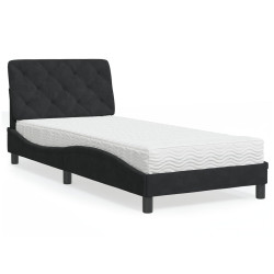 Cama com colchão 90x200 cm veludo preto