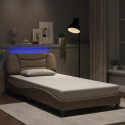Estrutura de cama com LED sem colchão hvar 100x200 cm cappuccino